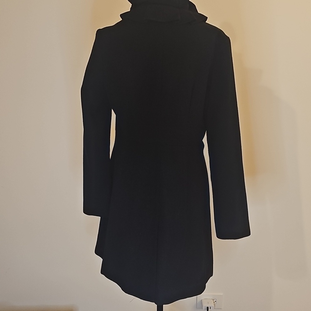 Elle Black Pea Coat with Rose Detail Size S - Picture 4 of 12